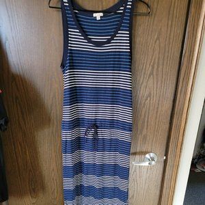 Gap Black and Blue Striped Maxi Dress Size Small